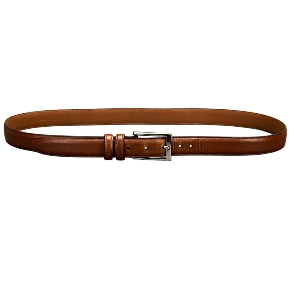 Johnston & Murphy Dress Brown Leather Gold Buckle Belt Men 37